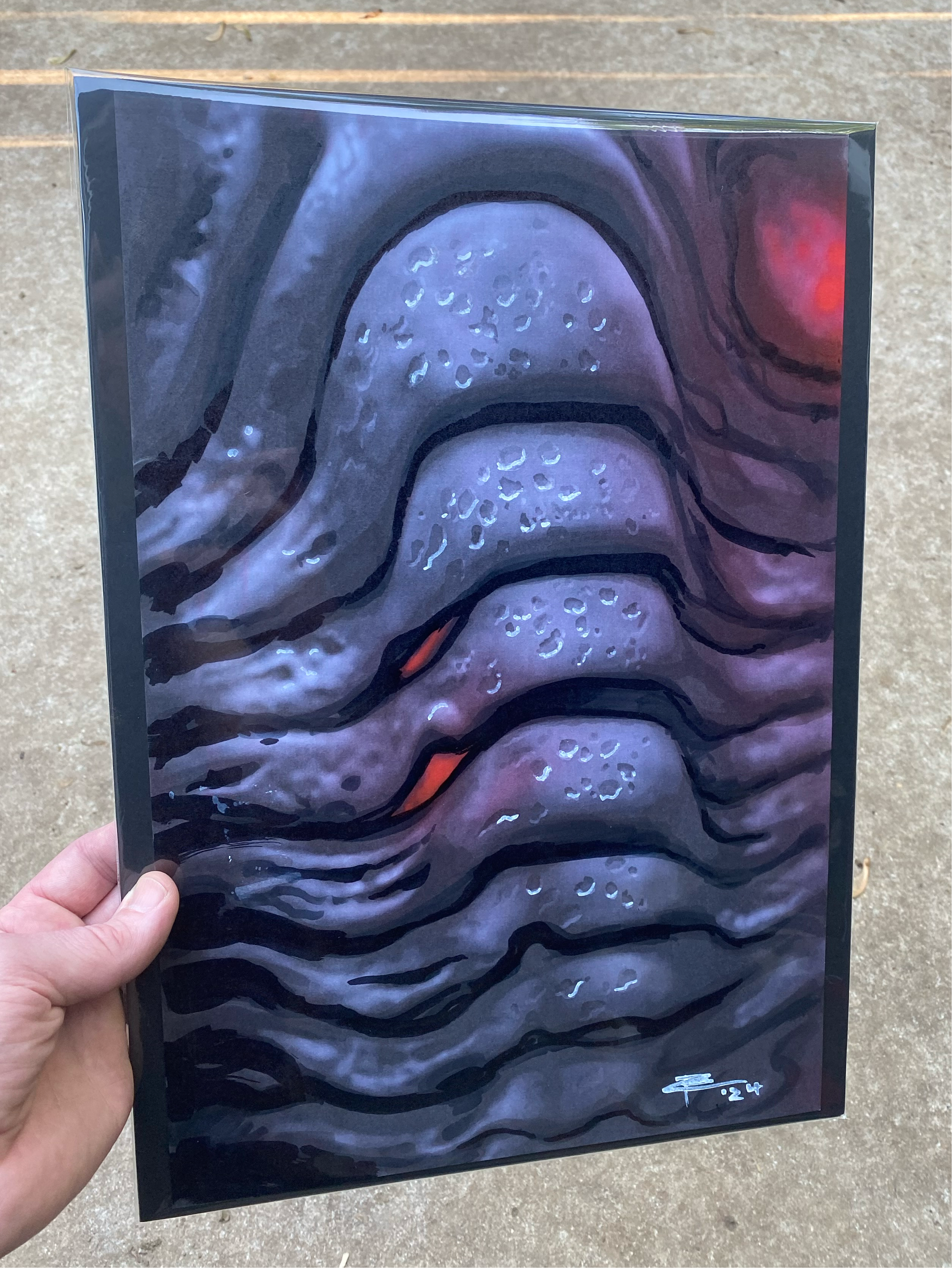 “Ribbed”  Hand embellished Print with Paint Marker